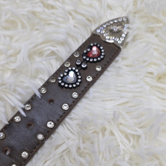Nocona Brown Belt with Silver Heart Accents - Picture 5 of 9